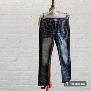 Papaya blue-black stone washed straight leg jeans    Sz 5